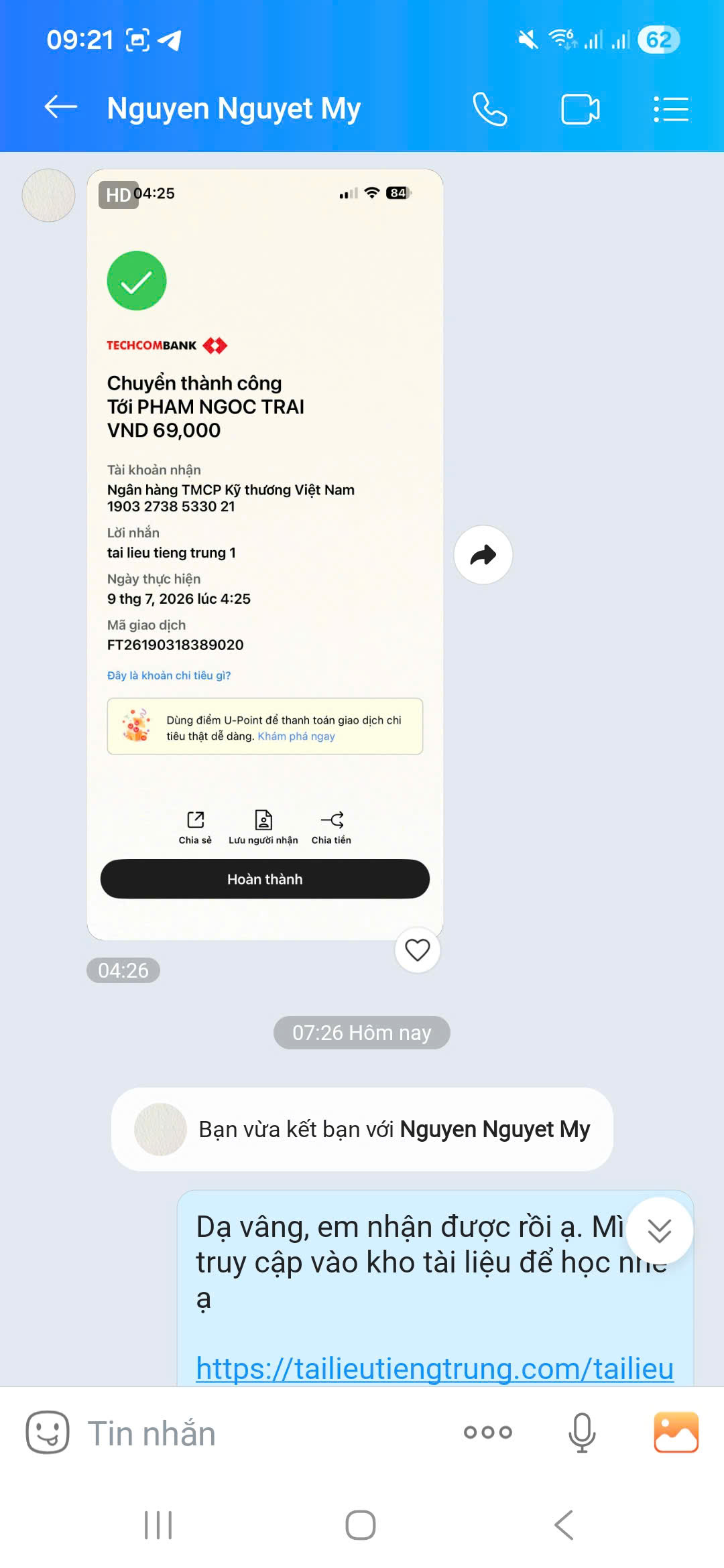 Giao dịch thành công